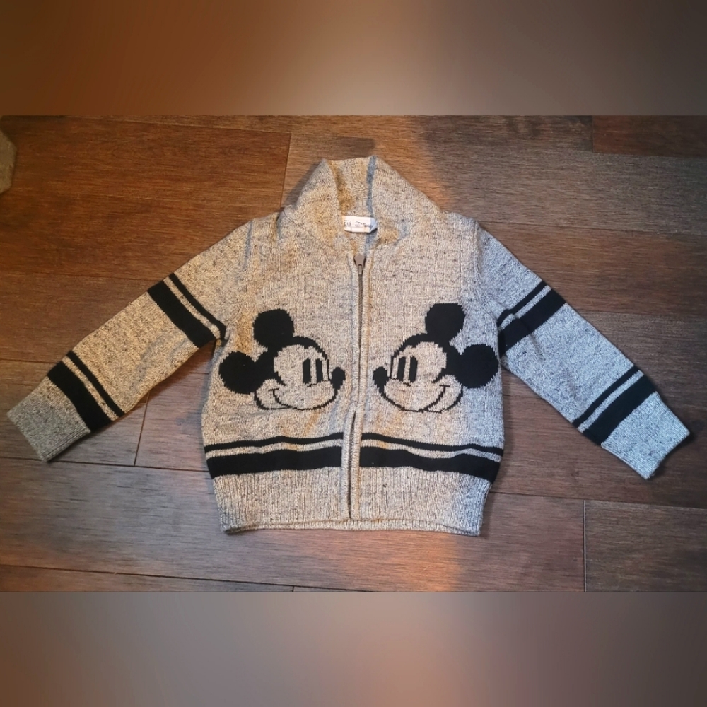 GAP Toddler Disney Zip Up Sweater - Size 3 - Black and Gray